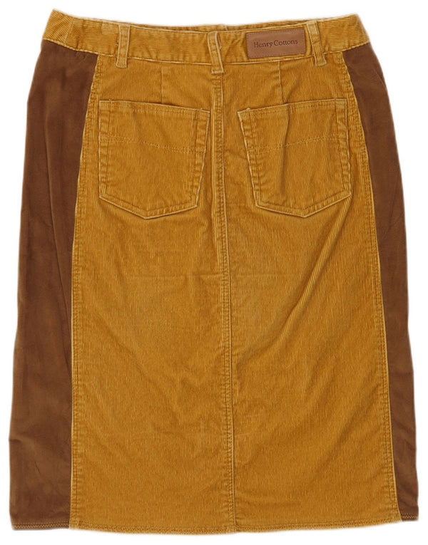 Saia feminina de veludo cotelê Henry s IT 42 médio W29 bloco colorido amarelo
