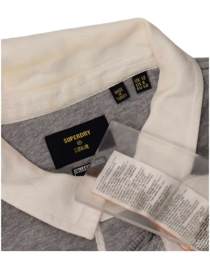 Suéter Superdry feminino com gola polo oversized UK 12 cinza médio