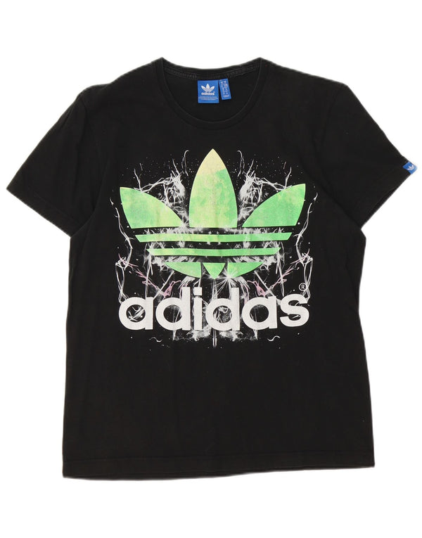 Adidas Mens Graphic T-Shirt Top Médio Algodão Preto