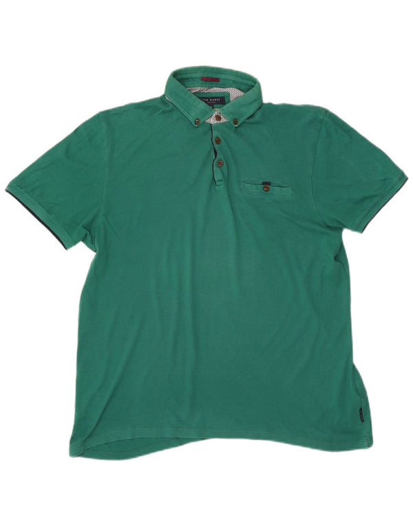 Camisa polo masculina Ted Baker tamanho 5 XL algodão verde