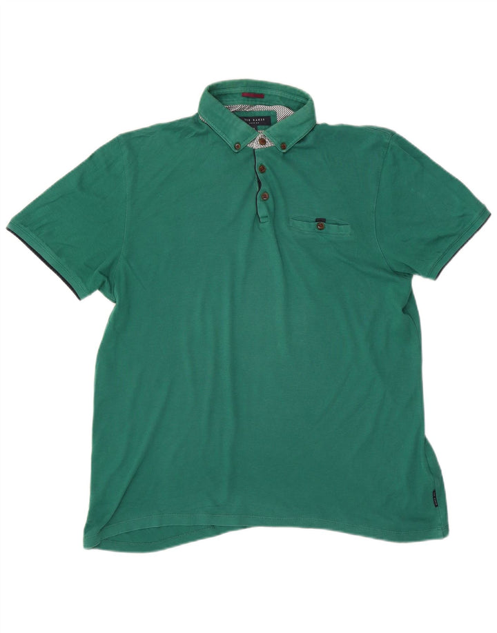 Camisa polo masculina Ted Baker tamanho 5 XL algodão verde