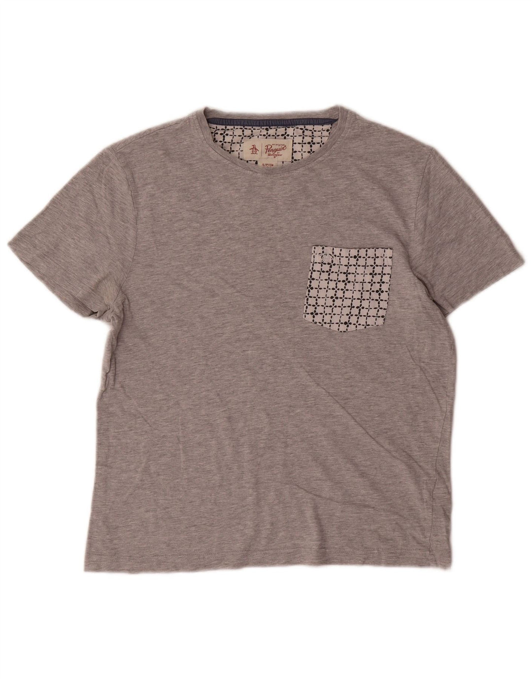 Camiseta masculina Penguin Top pequeno algodão cinza