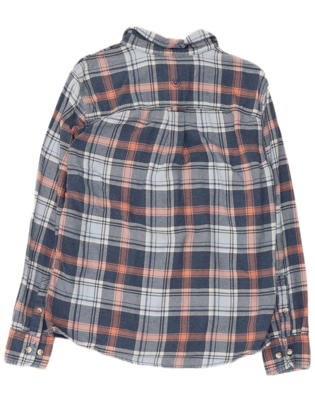 Camisa masculina de flanela Fat Face pequena de algodão xadrez azul