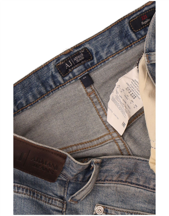 Armani Masculino Regular Straight Jeans W34 L33 Azul Algodão