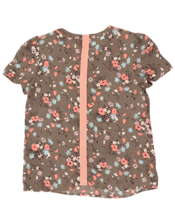 Blusa oversized feminina Oasis UK 10 pequena cáqui floral poliéster