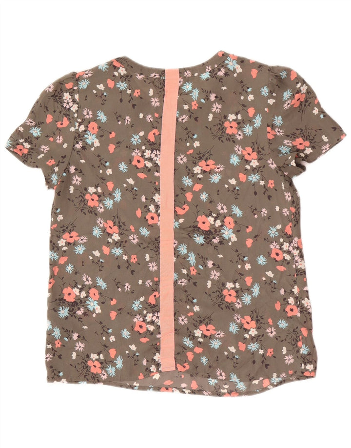 Blusa oversized feminina Oasis UK 10 pequena cáqui floral poliéster