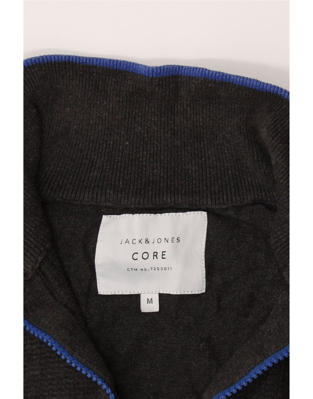 JACK & JONES Mens Zip Neck Jumper Sweater Medium Grey Cotton Vintage Jack & Jones and Second-Hand Jack & Jones from Messina Hembry 