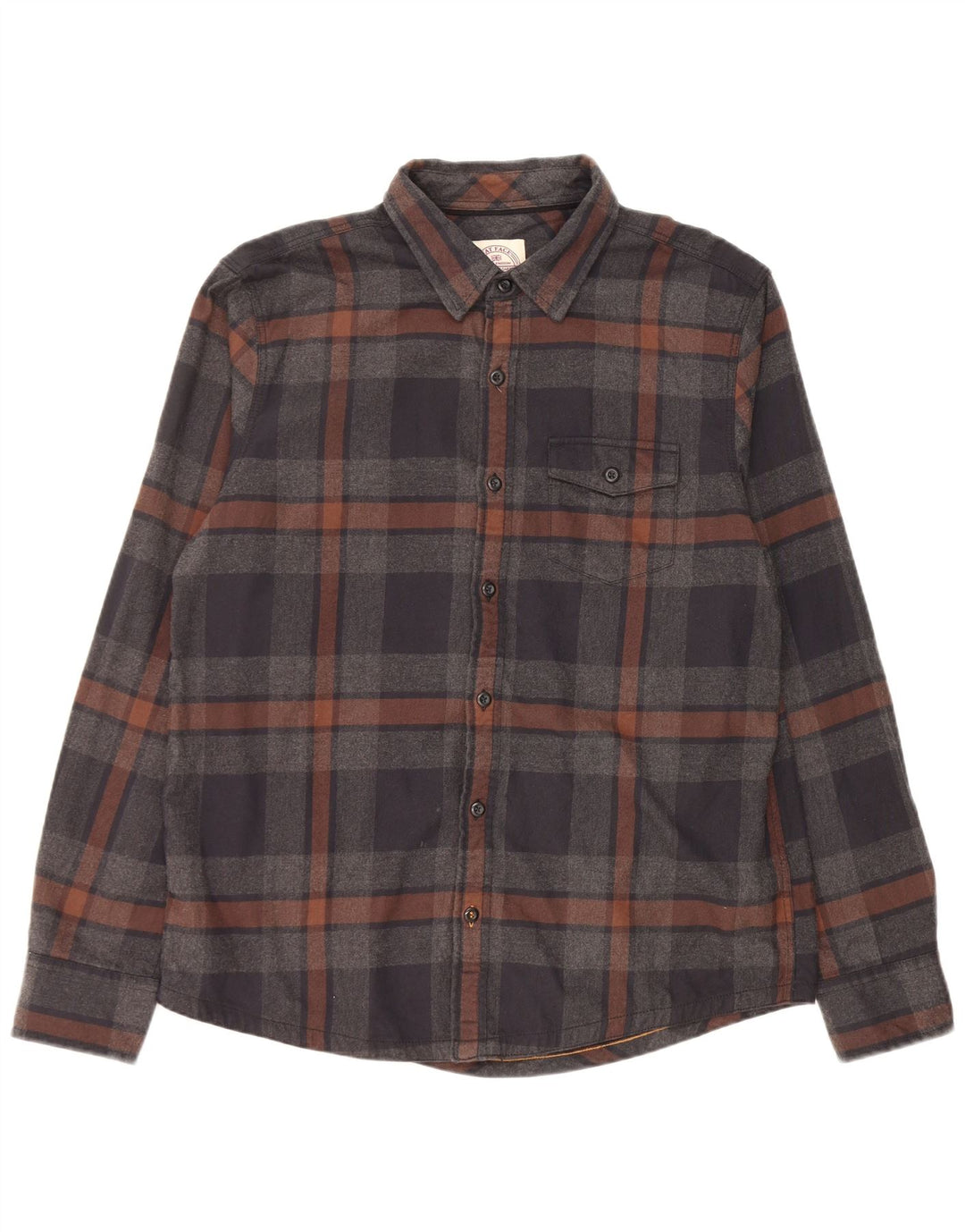 Camisa masculina de flanela Fat Face grande algodão xadrez cinza