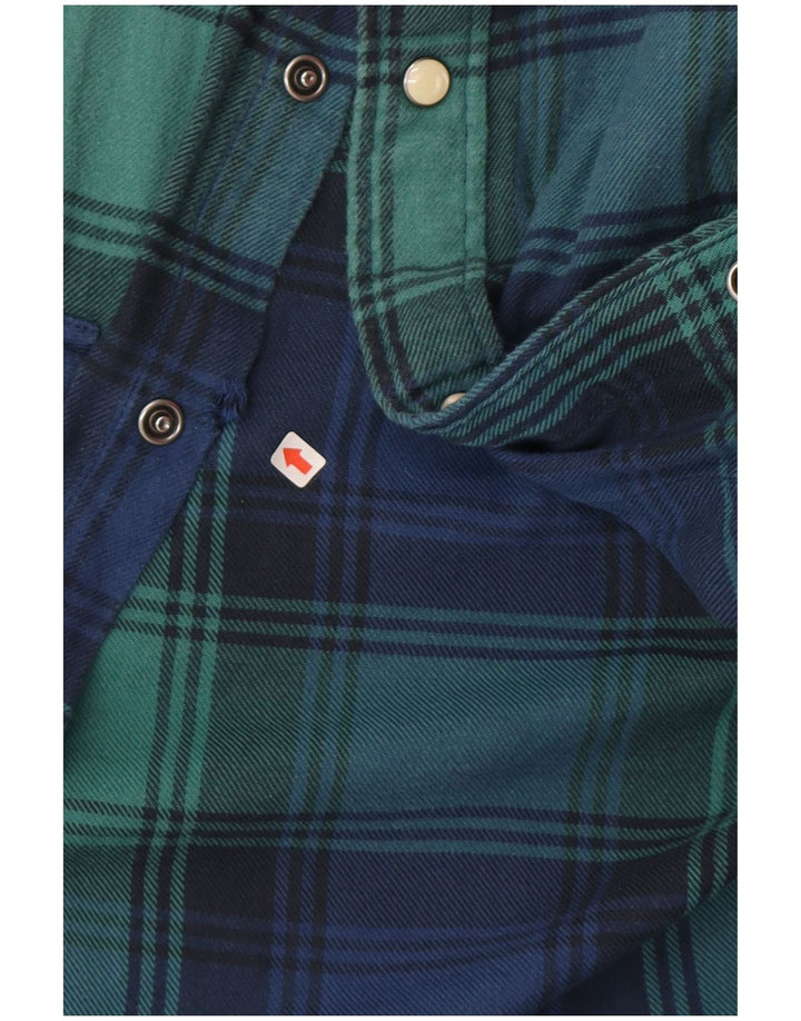Camisa feminina de flanela Lee algodão xadrez azul médio