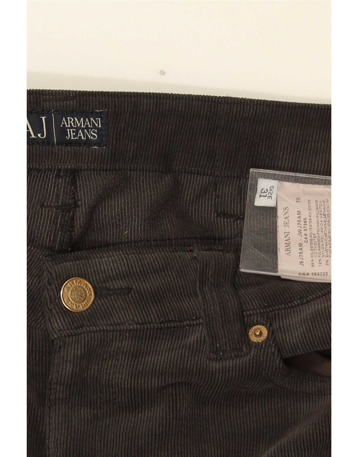 Calça feminina reta de veludo Armani W31 L34 cinza poliéster