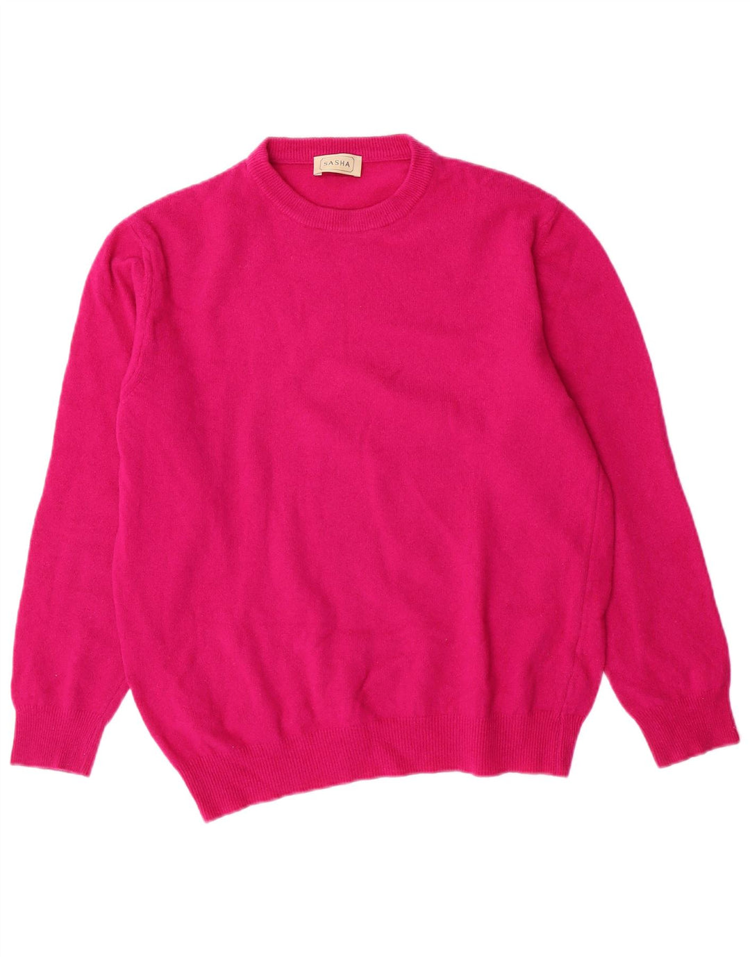 Suéter feminino SASHA com gola redonda, Reino Unido 14, grande, lã rosa