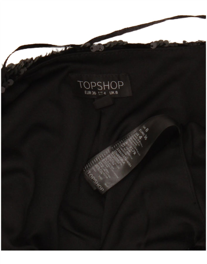 Jaqueta blazer feminina aberta TOPSHOP Reino Unido 8 poliéster preto pequeno