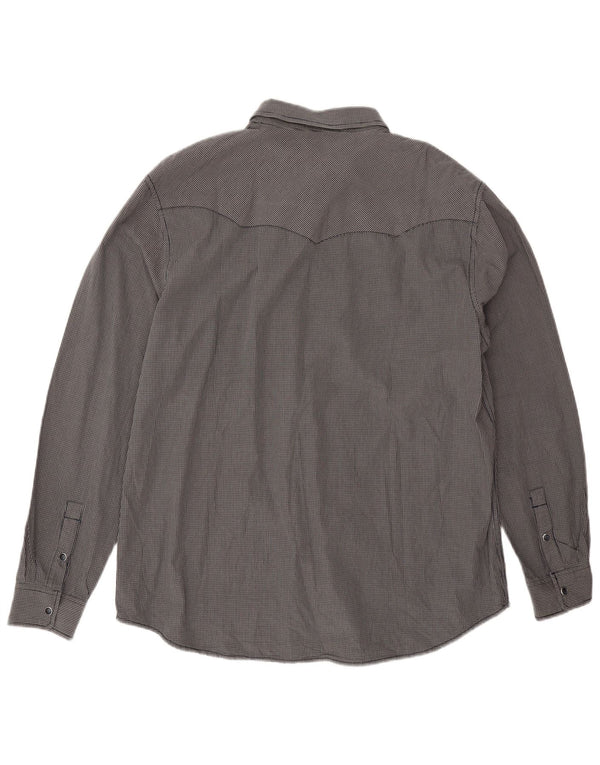 Wrangler Mens Western Regular Fit Shirt 2XL Navy Blue Gingham Cotton