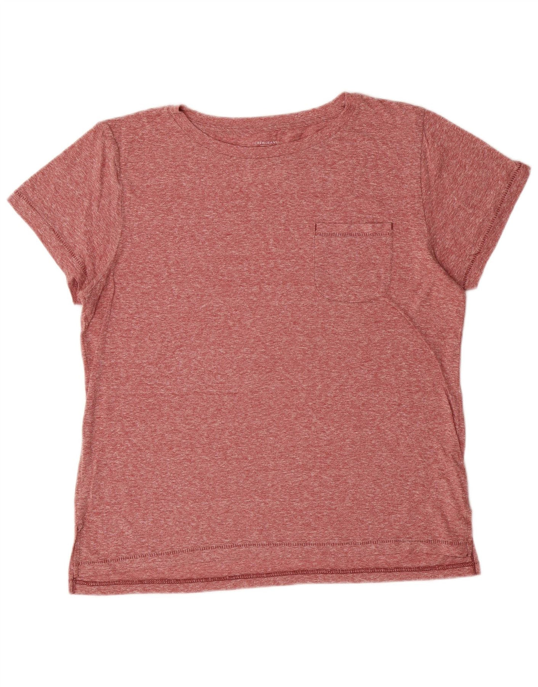 Camiseta feminina J. CREW Top UK 16 grande poliéster vermelho