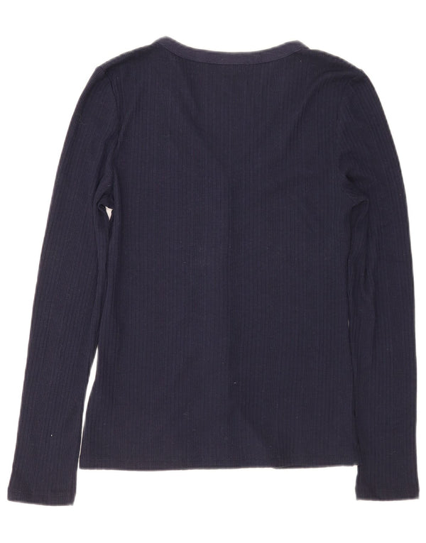 Blusa feminina Marks & Spencer Reino Unido 8 pequena azul marinho poliéster