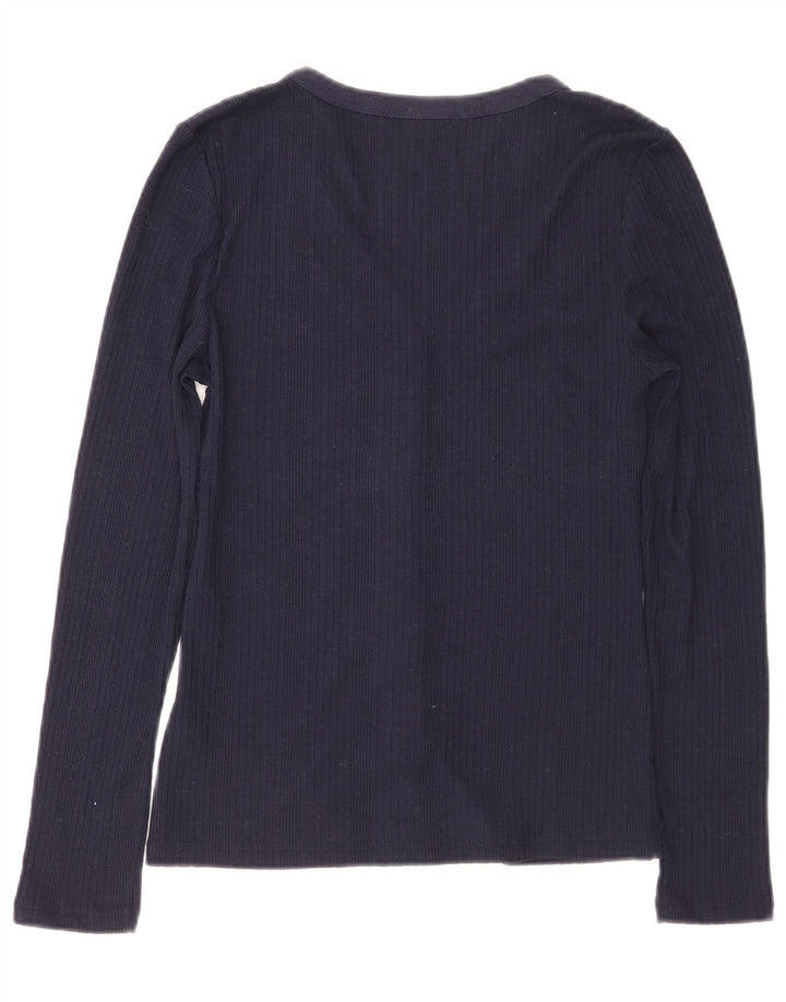 Blusa feminina Marks & Spencer Reino Unido 8 pequena azul marinho poliéster