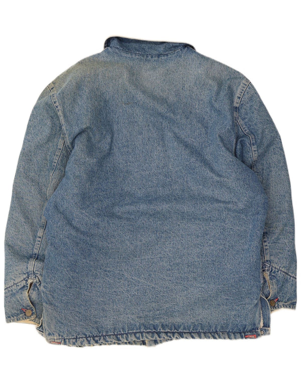Jaqueta jeans masculina Sherpa Outsider UK 40 grande algodão azul