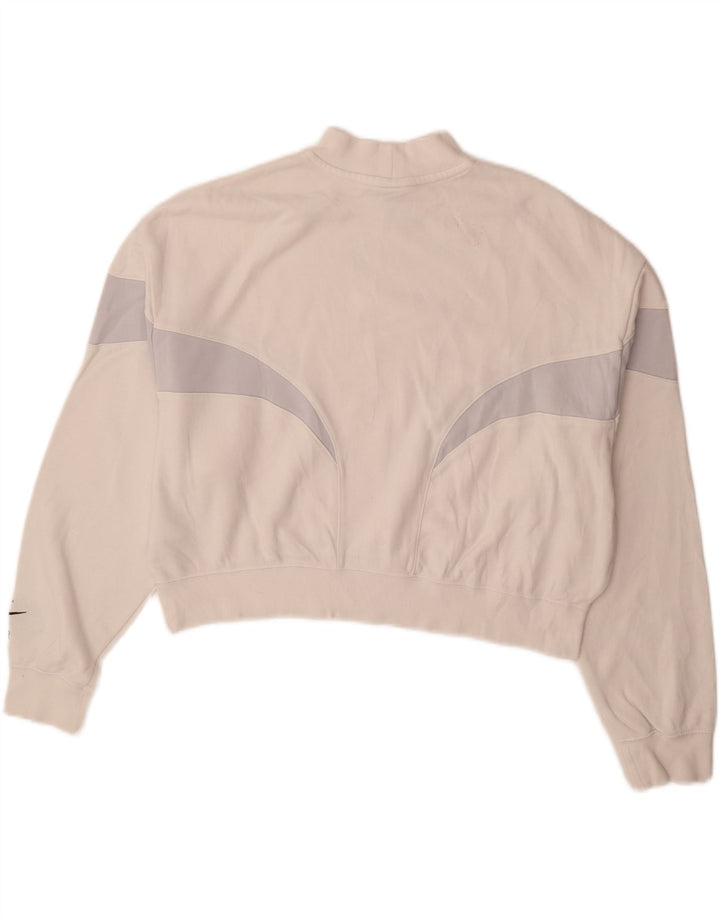 Nike Womens Crop Oversized Moletom Jumper UK 14 Medium White Colourblock