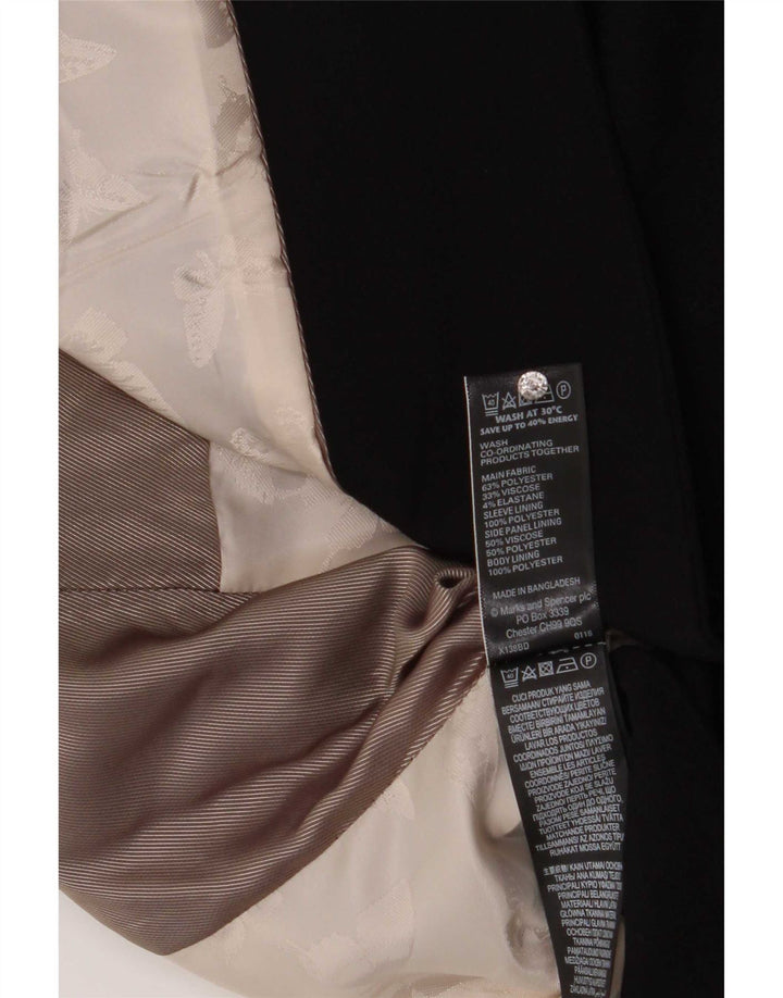 Jaqueta blazer feminina Marks & Spencer com 1 botão Reino Unido 10 pequena preta poliéster