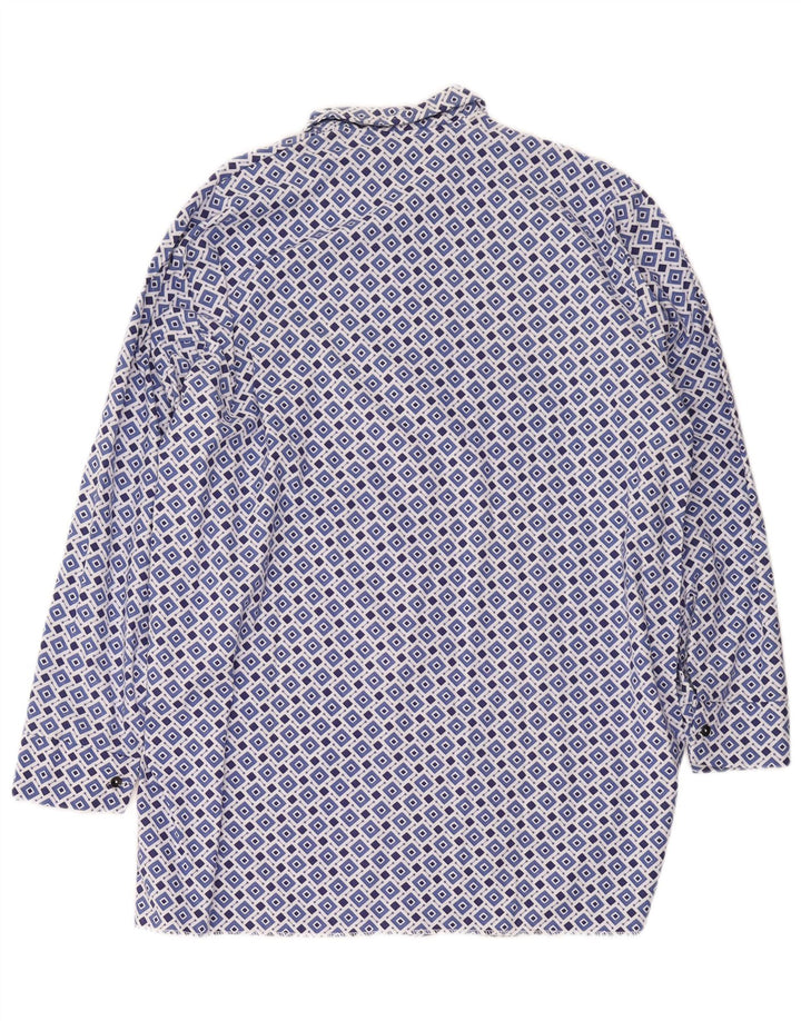 Camisa masculina vintage tamanho 42 grande azul geométrica