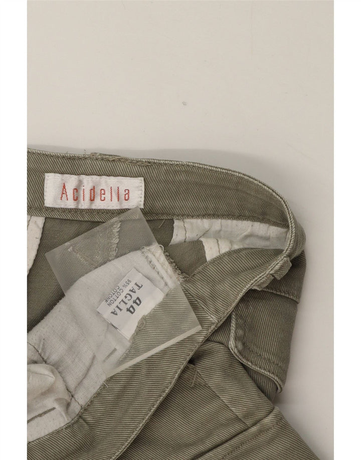 Mini saia cargo feminina vintage IT 44 médio W30 algodão listrado cáqui