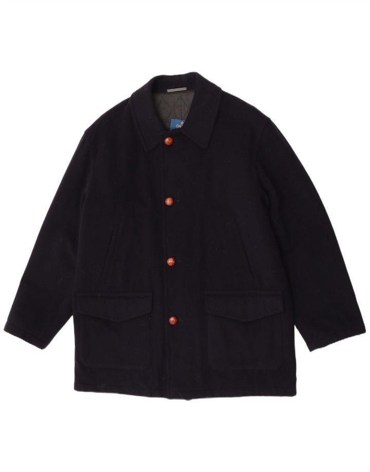 Sobretudo masculino Caesar UK 42 XL lã virgem azul marinho