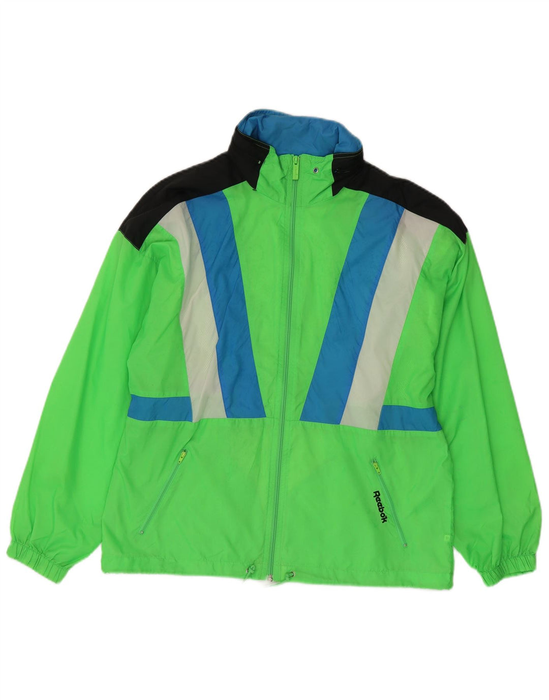 Reebok Mens Rain Jacket UK 38 Médio Verde Colourblock Nylon