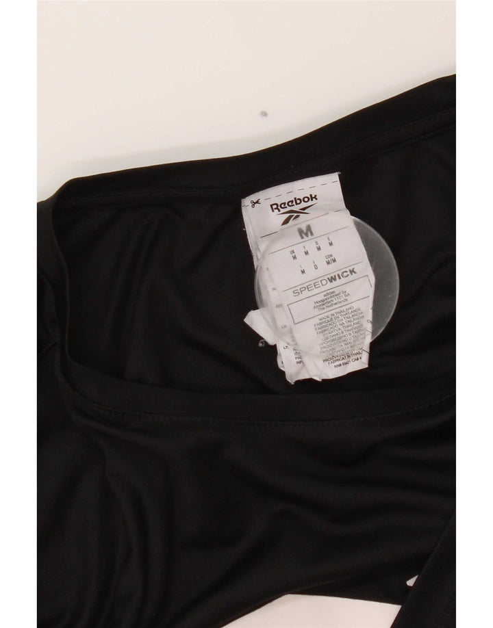 Reebok Mens Graphic T-Shirt Top Médio Poliéster Preto