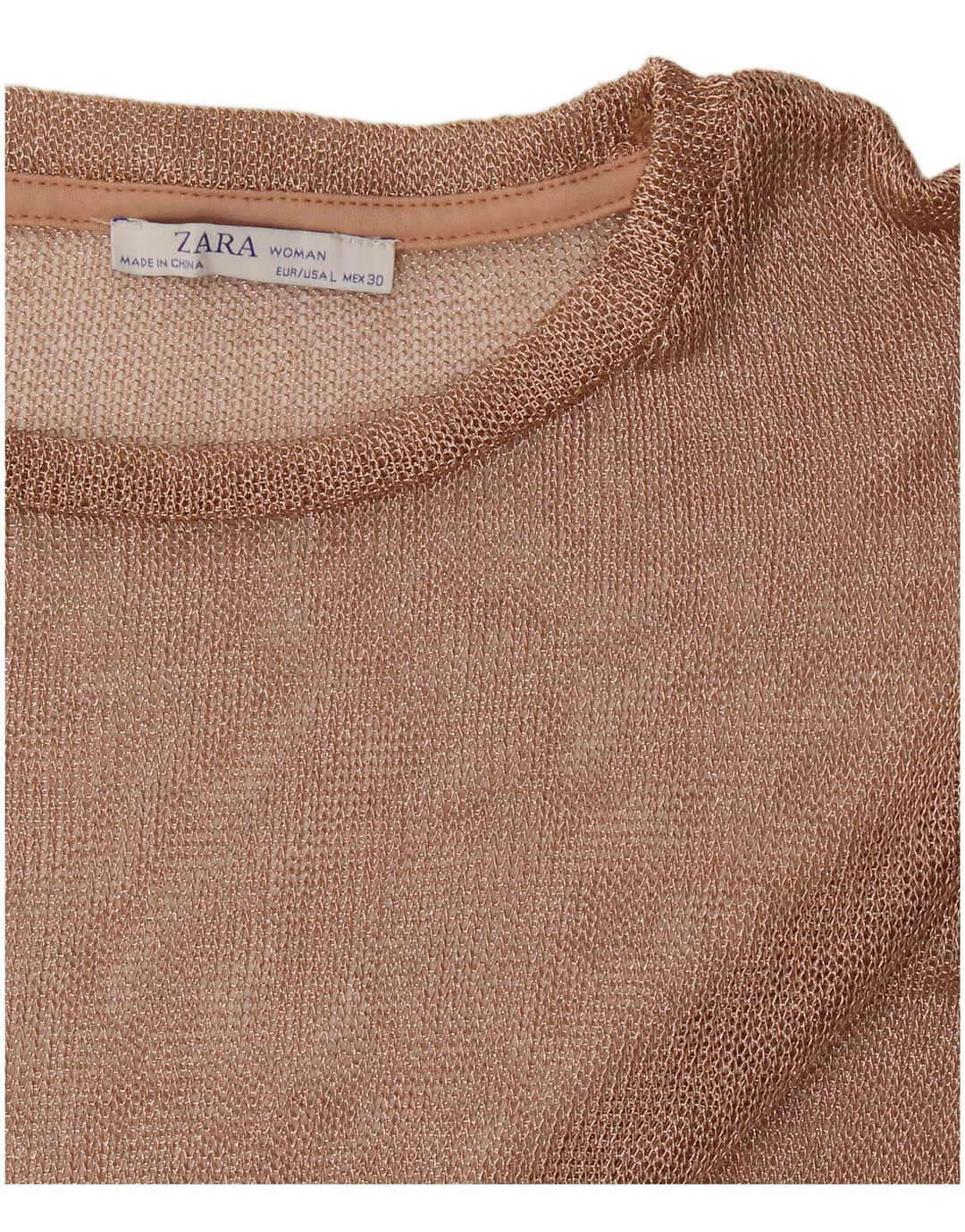 Top feminino Zara manga comprida Reino Unido 16 grande dourado