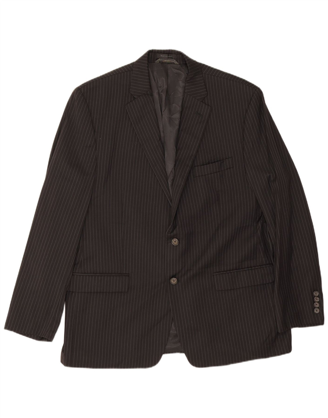 Jaqueta Blazer Masculina Ralph Lauren com 2 Botões Reino Unido 46 2XL Lã Risca de Giz Preta