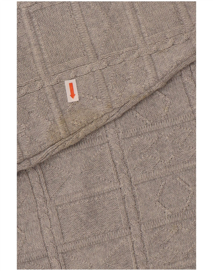 Suéter masculino vintage com decote em V IT 50 cinza médio poliacrílico