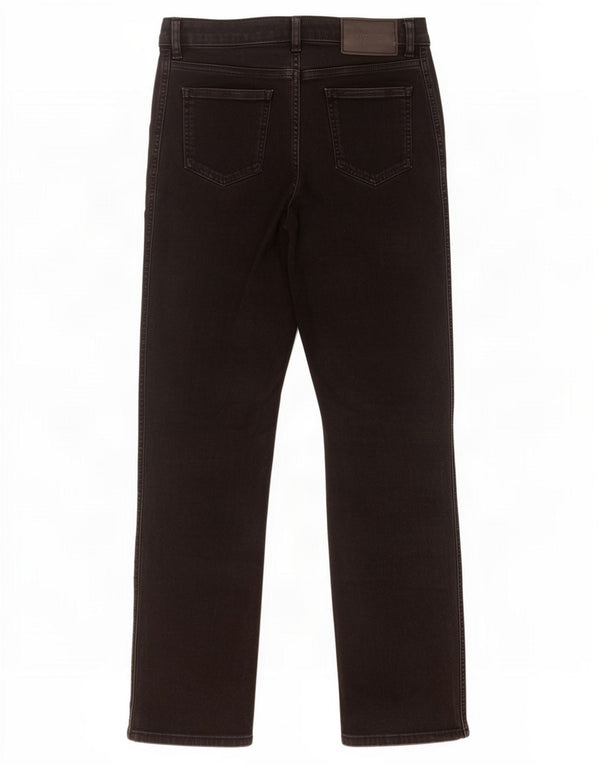 Calça jeans feminina Marks & Spencer Autograph Straight UK 10 pequena W28 L30 preta