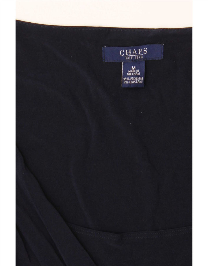 Vestido feminino Chaps manga 3/4 linha A UK 12 médio azul marinho poliéster