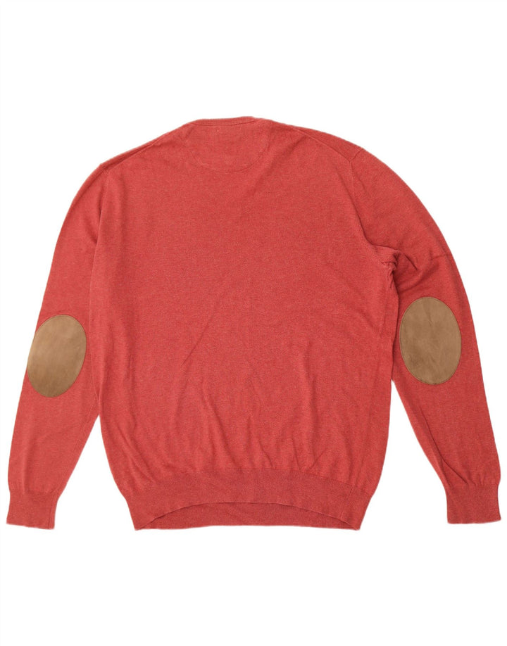 Suéter masculino Massimo Dutti com decote em V XL algodão vermelho