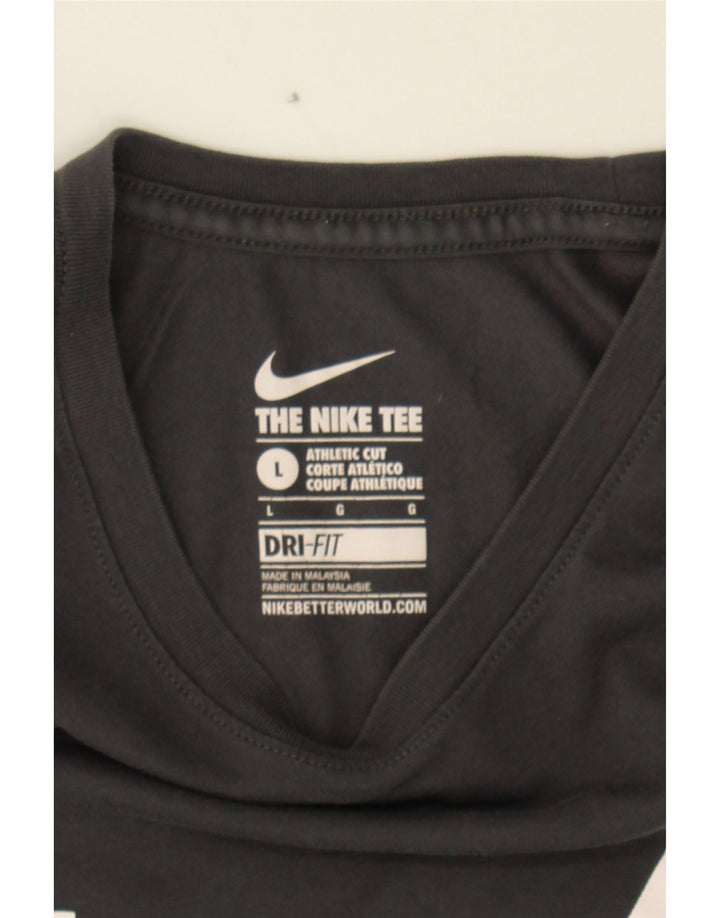 NIKE Mens Dri Fit Graphic T-Shirt Top Large Grey Cotton Vintage Nike and Second-Hand Nike from Messina Hembry 