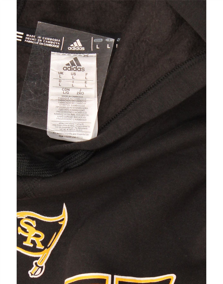 ADIDAS Mens Raiders Graphic Hoodie Jumper Grande Algodão Preto