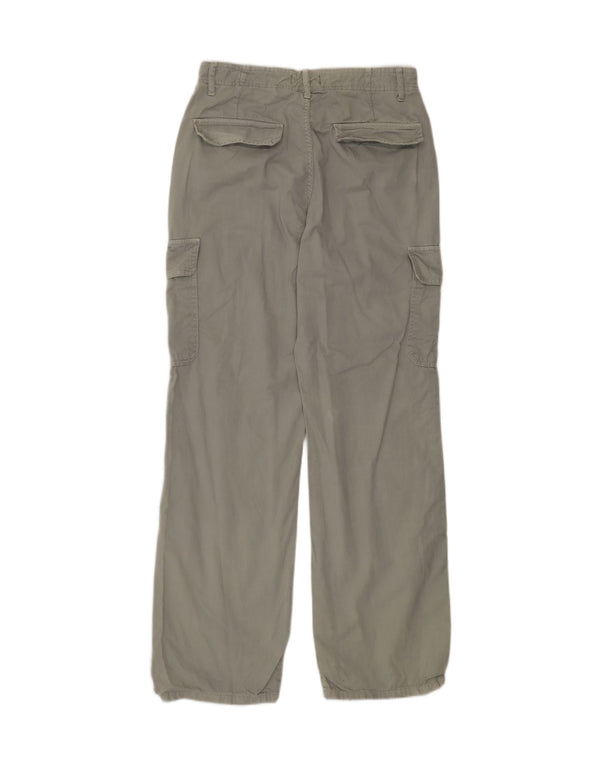 Zara Calça cargo feminina reta de cintura alta UE 38 pequena W28 L31 cinza