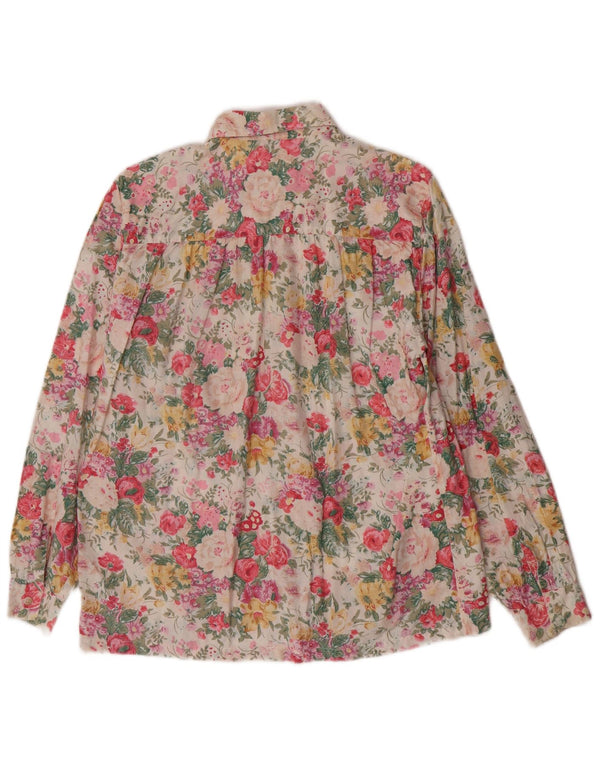 Blusa feminina vintage UK 14 grande floral multicolorida