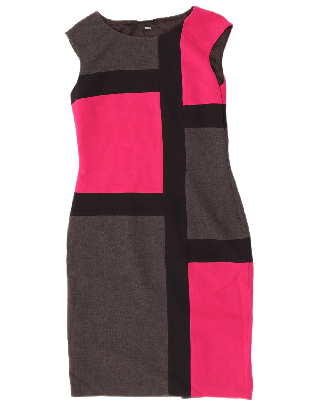 Vestido bainha feminino Marks & Spencer UK 10 pequeno bloco colorido multicolorido