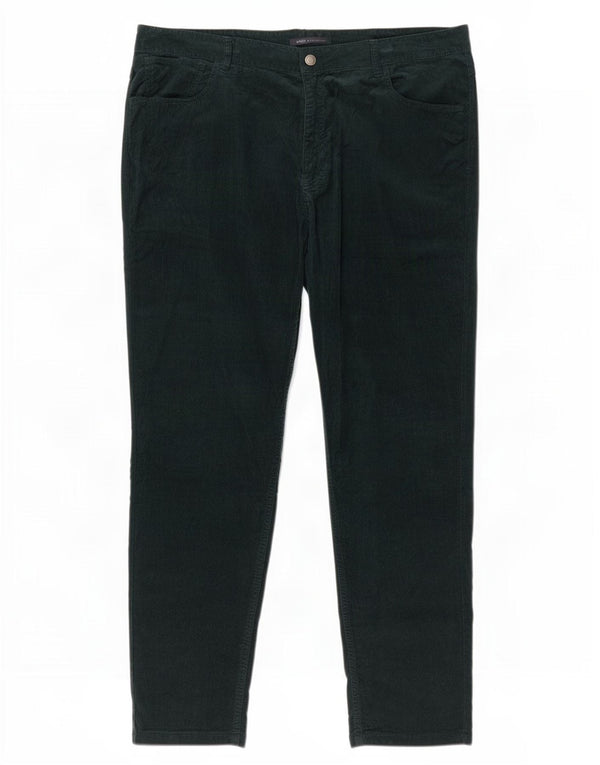 Calça feminina de veludo cotelê Marks & Spencer UK 20 2XL W40 L28 verde