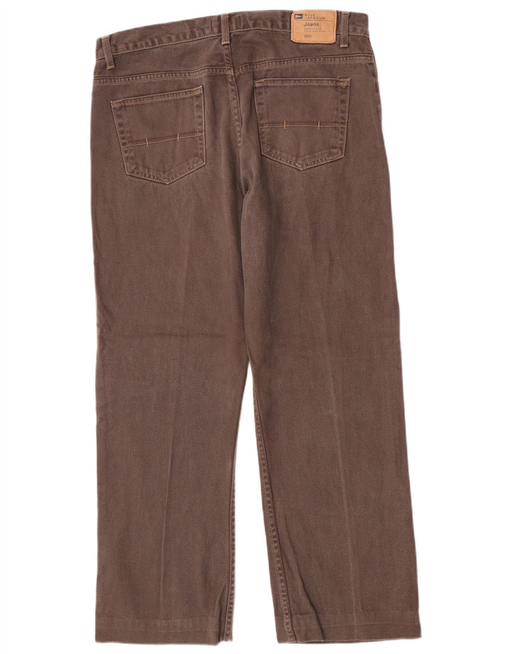 Calça jeans reta masculina Marks & Spencer Blue Harbor W36 L28 algodão marrom