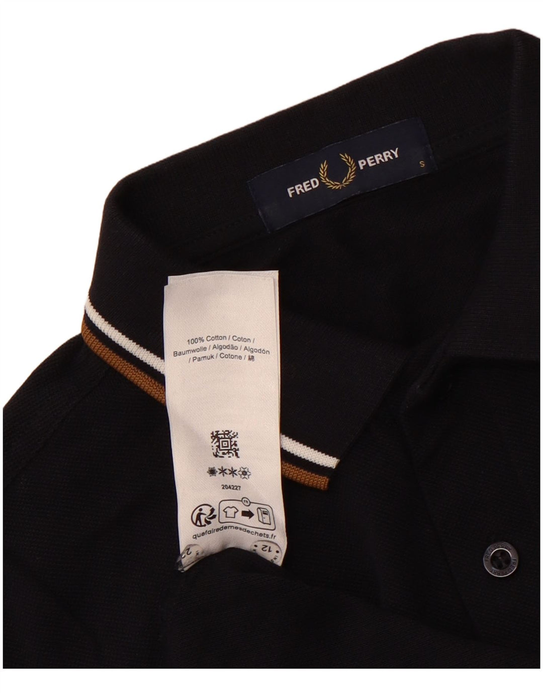Camisa pólo masculina FRED PERRY pequena algodão azul marinho