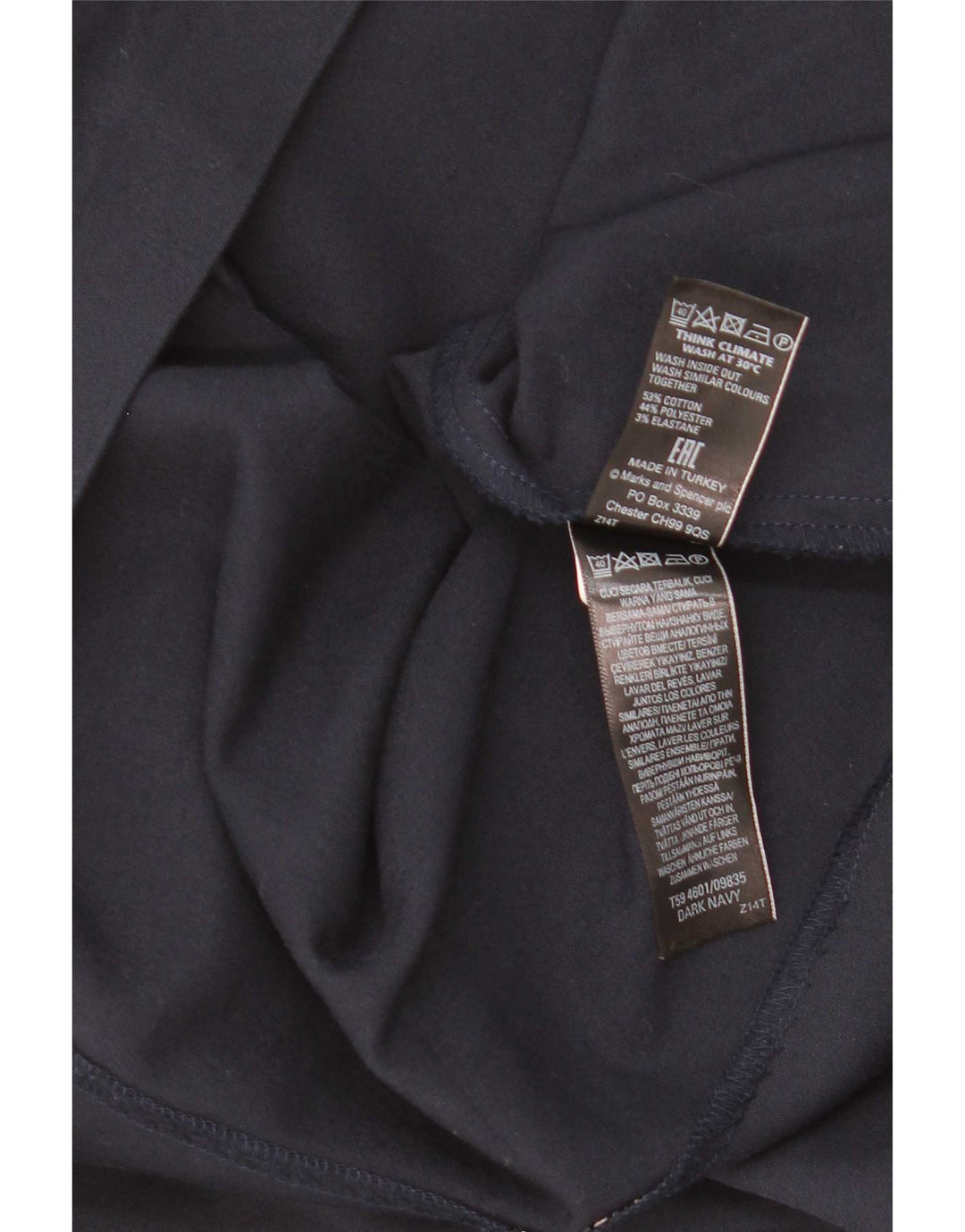 Minissaia feminina Marks & Spencer Reino Unido 8 pequena W28 algodão azul marinho