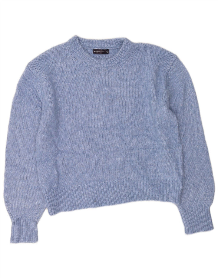 Suéter feminino Marks & Spencer com gola redonda grande, Reino Unido 14, azul médio