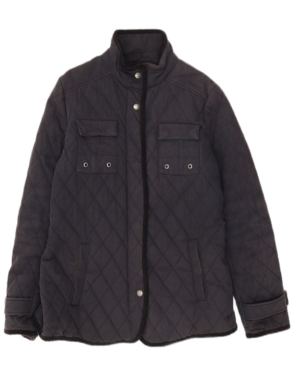 Jaqueta acolchoada feminina Crew Clothing UK 12 algodão azul marinho médio