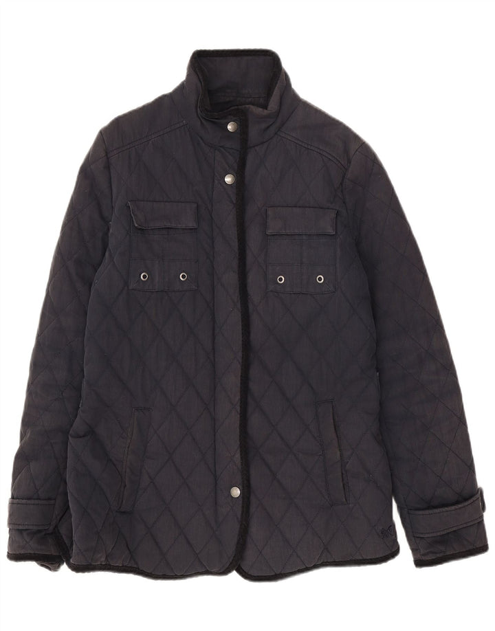 Jaqueta acolchoada feminina Crew Clothing UK 12 algodão azul marinho médio