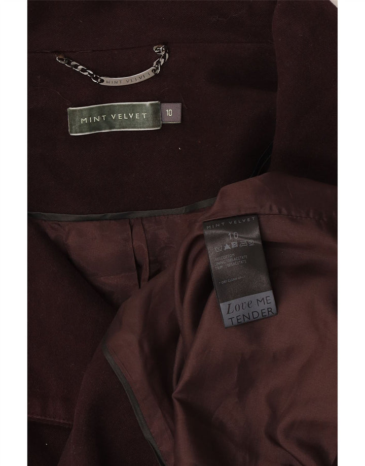 Casaco feminino MINT VELVET ervilha Reino Unido 10 pequeno algodão marrom