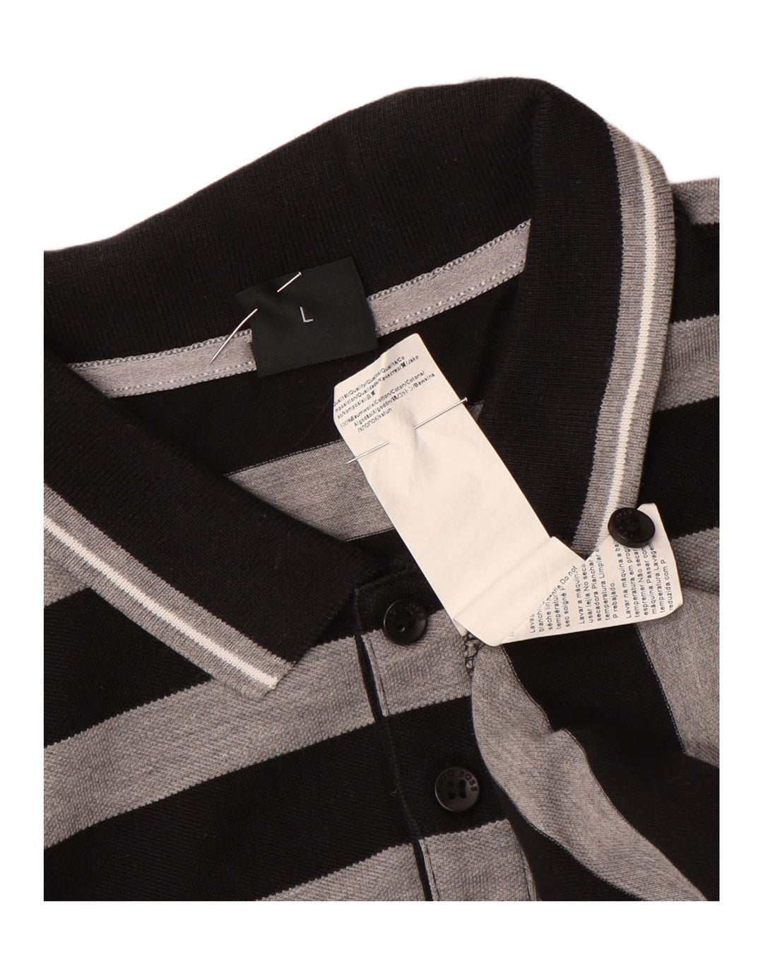 Camisa polo masculina Hugo Boss Regular Fit grande algodão listrado preto