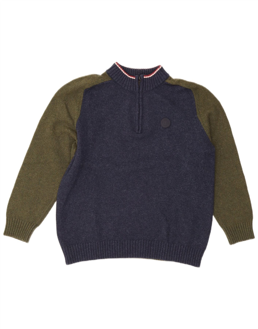 Suéter masculino PEPE Jeans com zíper e gola grande, azul marinho, lã colorblock