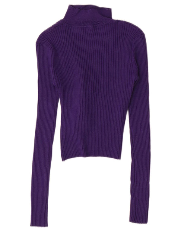 Zara Womens Crop Top Manga Longa Reino Unido 8 Pequeno Roxo Viscose